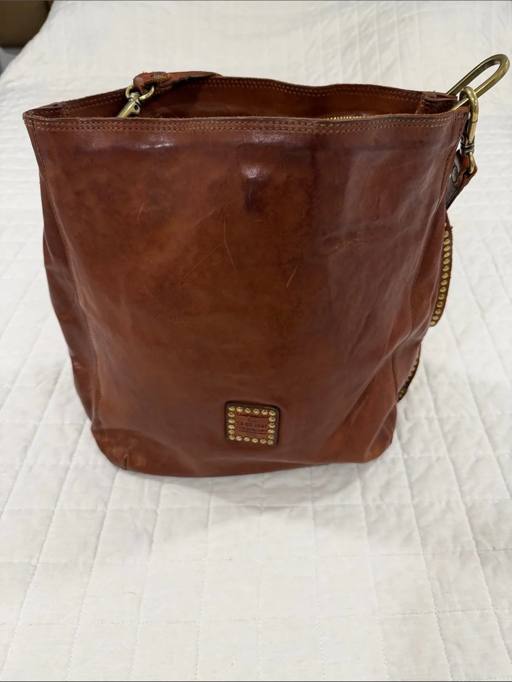CAMPOMAGGI COGNAC Studded Leather Shoulder Bag - Women - Picture 7 of 9